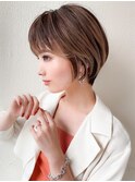 前髪パーマ/韓国くびれミディアム/春カラー/インナーカラー