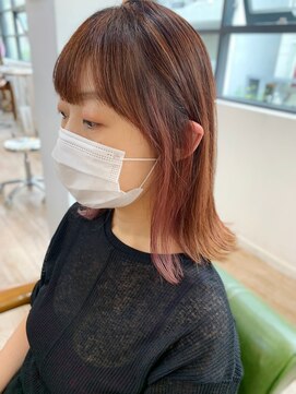 マリアバイアフロート(Maria by AFLOAT) 【山田】お客様スタイル☆インナーカラーピンク切りっぱなしボブ