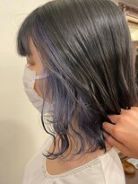 エンレイ(enRei) 切りっぱなしボブインナーカラーメルトカラー寒色系ブルージュ