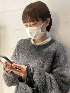 コフィー バイ メルト 吉祥寺(cofy by melt) 【中澤彩乃】ミニボブワイドバングシアーグレージュ前髪透け感