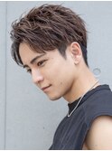 刈り上げマッシュツイストスパイラルメンズウルフ波巻きパーマ
