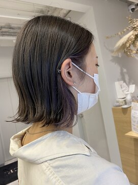 アヴァンス 京橋店(AVANCE) 透明感グレージュ×パッツとボブ×インナーラベンダー