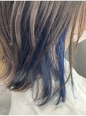 20代30代大人可愛いインナカラー透明感ブルー外ハネボブ