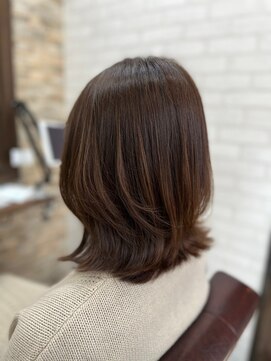 ハサミバイアトリエナガノ 千葉(8sami by atelier nagano) デザインカラー/レイヤーカット/ウエットヘア/オリーブベージュ