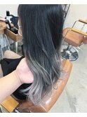エアータッチ　裾カラー　ホワイトベージュ　ロング　レイヤー