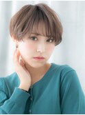 ミルクティーアッシュ小顔丸みショートo古河20代30代40代