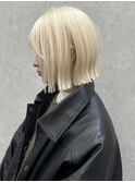 髪質改善ケアブリーチ小顔ワンレンボブホワイトブロンドカラー
