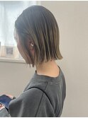切りっぱなしボブ　シャドールーツカラー