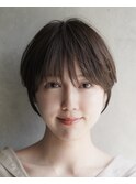 大人可愛い20代30代40代黒髪前下がりショートボブ丸みショート◎