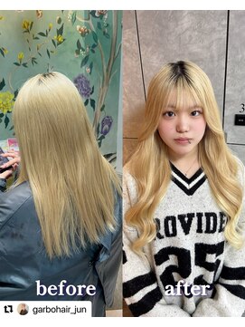 ガルボヘアー 心斎橋店(garbohair) 心斎橋プルエクステ抜きっぱなしブロンドスーパーロング