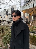 海外風センターパート/フェザーパーマ/ビジネスショート