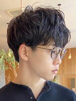 トップヘアーラウンジ 知立(TOP HAIR Lounge)&nbsp;知立メンズニュアンスパーマ刈り上げマッシュブラック面長卵型