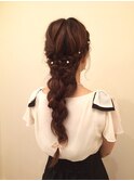 お嬢様風編み込みアレンジ　ダウンスタイル