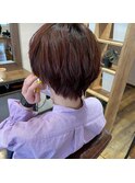 《藤野お客様スタイル》ラフショート×チェリーピンク
