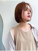 【なかじま ひびき】オレンジベージュ×ワンレンボブ