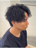 メンズ　ツイストスパイラルショートセンターパート