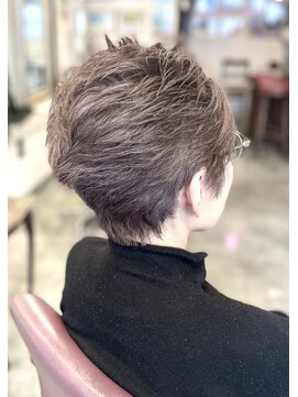 サーティエイト(38) 60代 ふんわり グレージュ ベリーショート/カット/髪質改善/元町