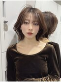 くびれヘア/顔周り/韓国/ボブ/レイヤーカット/前髪/カラー/池袋