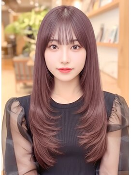 ルエ(rue) 韓国風ハッシュレイヤー×シースルーバング×ラベンダーブラウン