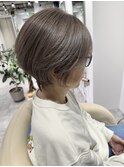 白髪ぼかしショートボブ髪質改善ブリーチハイライト40代