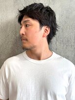 メンズサロンオー 宮崎(Men's salon O.)&nbsp;ツーブロック スパイラルパーマ 黒髪 ウルフマッシュ ショート