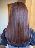 知立美髪ストレートロングヘア艶感ピンクブラウン髪質改善秋冬