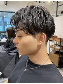 メンズショートセンターパートニュアンスパーマ