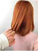 ロブヘアネオンカラーアプリコットオレンジ