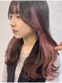 ”インナーカラーピンクとレイヤーカット