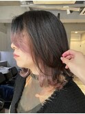 レディースミディアムボブダブルカラーピンクベージュカラー