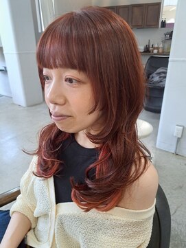 ヘアー アイス 御器所本店(HAIR ICI) インナーカラー×オレンジ◎20代30代小顔カット