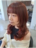 インナーカラー×オレンジ◎20代30代小顔カット