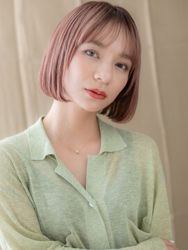 カバーヘア イヴ 戸頭店(COVER HAIR EVE) モーヴピンク艶感ストレート切りっぱなしボブ311W戸頭20代30代