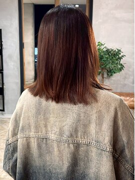 髪質改善 縮毛矯正 オレンジブラウンカラー 暖色カラー 20代