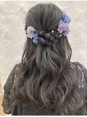 ハーフアップヘアセットハーフアップアレンジ結婚式ヘアセット