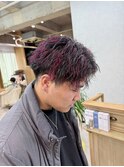 赤メッシュパーマ