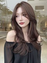 リリーバイフォルテ 静岡駅前店(Lily by FORTE)&nbsp;ロングレイヤー モカブラウン シャギーカット 顔周りレイヤー