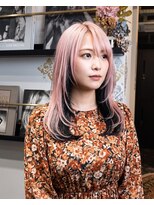 グッドフェローズ キタホリエ(GoodFellas kitahorie) 透け感レイヤー×ピンクベージュWカラーインナーハイトーン艶感