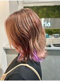 【デザインインナーカラー】パープルピンク