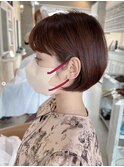 丸みショート/ピンクブラウン/大人可愛い/大人ガーリー/透明感