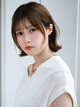 エインアンリー 表参道(AIN.ANLY.) 薄めバング流し前髪くびれボブパーマボブレイヤーカットミニボブ