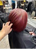 ピンクベージュとレッドのルーツグラデーションカラー