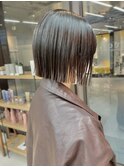 黒髪/ボブウルフ/ネビージュ/小顔/ワンレン/髪質改善/前髪