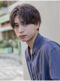 小久保styleフェザーパーマグレーブルーカラー刈り上げショート