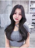 美髪韓国レイヤーイメチェン夏ハイライトカラーくびれヘア