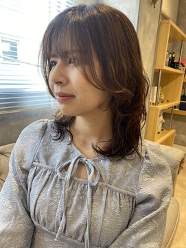 ラボヌールヘアーグレース 門前仲町店(La Bonheur hair grace) 【杉本】ウルフ/ミディアムレイヤー/パーマ/ウェーブヘア