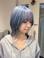 テトラ バイ ネオリーブ 横浜西口店(tetra by neolive)&nbsp;ハイトーン　アイスブルー　レイヤーボブ　シャギーカット横浜★