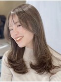 （レイヤーカット/韓国ヘア/前髪/縮毛矯正/小顔/ベージュ）