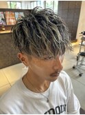 メッシュキャップハイライト　ツイストスパイラルパーマ