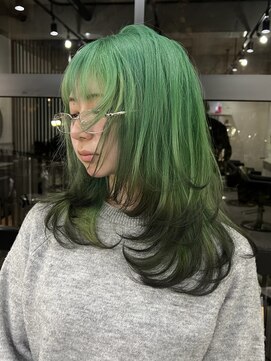 ラキングキョウト(LA KING KYOTO) エメラルドグリーン　毛先黒カラー